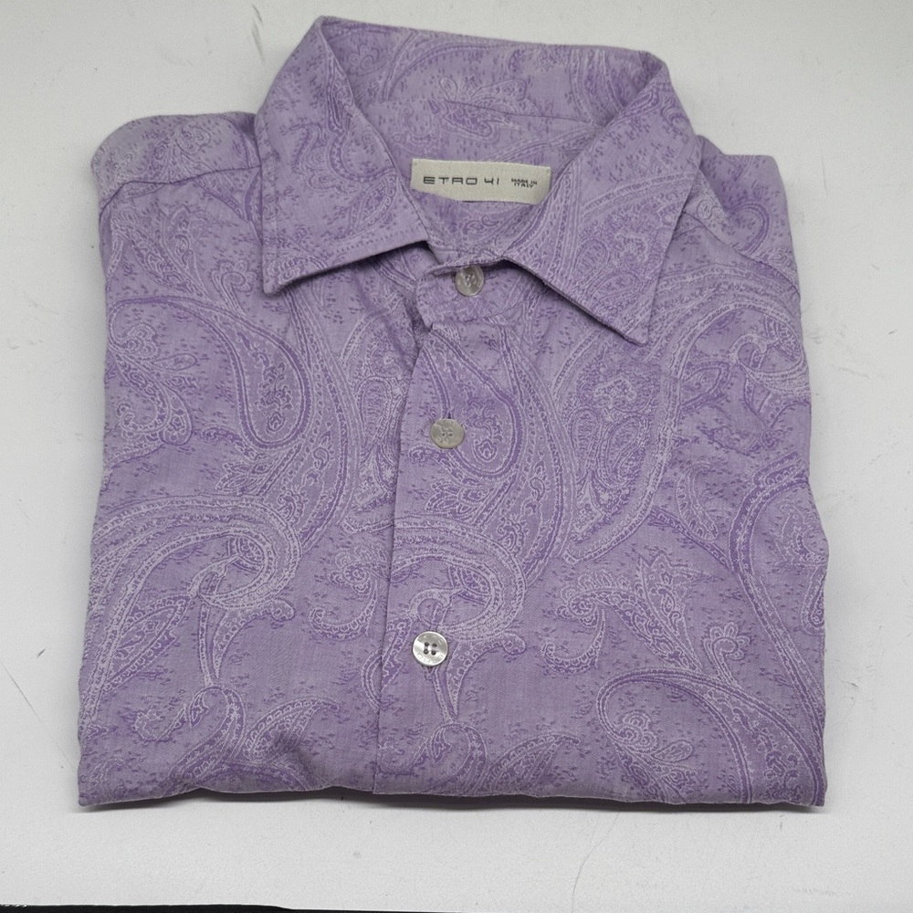 Etro Men's Lavender Paisley Button Down Shirt